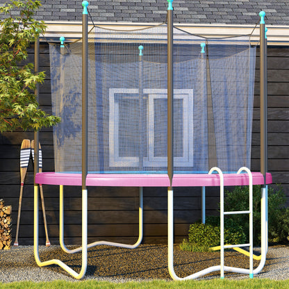 8FT Trampoline Spring Cover, Plastic Trampoline Pad Replacement with Elastic Cord, Waterproof, UV Resistant and Tear-Resistant, No Holes for Pole, Pink