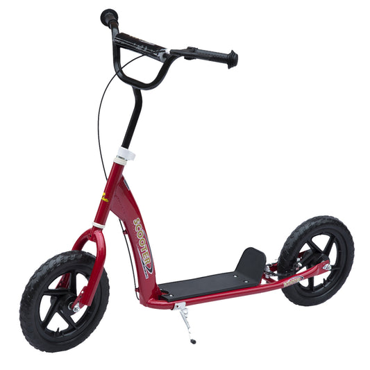 Kids Scooter Kick Scooter, with 12" EVA Tyres, Rear Brake, Big Wheels Scooter for 5-12 Years, Red
