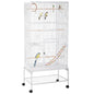 Large Bird Cage Budgie Cage 3 Tier Aviary with Stand Wheels, Toys, Ladders, Shelf for Canaries, Finches, Cockatiels, Parakeets - White