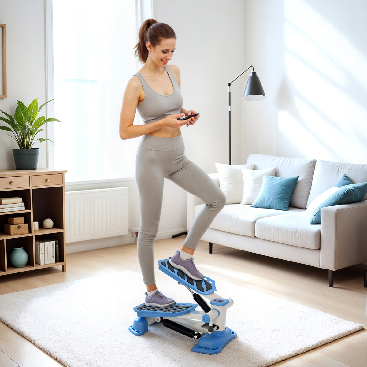 Portable Mini Stepper Machine, Compact Stair Stepper with LCD Monitor, Non-Slip Pedals, Fitness Step Machine for Full Body Cardio Exercise Workout, Home Gym Office