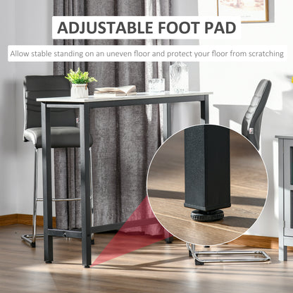 Rectangular Bar Table, Wood Effect Coffee Table for Small Space, Breakfast Dining, Kitchen, Industrial, White & Black