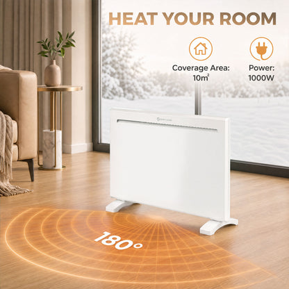 Smart Panel Heater Wall Mounted/Freestanding, Electric Heater with Weekly Timer, Open Window & Anti-Frost, 1000W, White