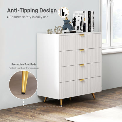 Four-Drawer Bedside Table - White