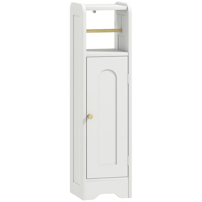 Small Bathroom Storage Cabinet with Toilet Roll Holder - White