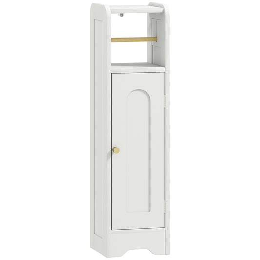 Small Bathroom Storage Cabinet with Toilet Roll Holder - White