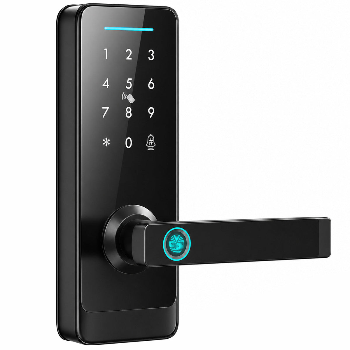 Smart Door Lock, 5-in-1 (Fingerprint/Passcode/Bluetooth APP/NFC Card/Key), Built-in Doorbell, Keyless Electronic Lock