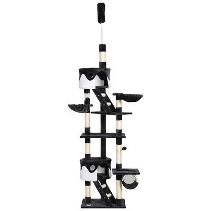 Floor-to-Ceiling Cat Tree for Indoor Cats, 240-260cm Adjustable Cat Tree - White