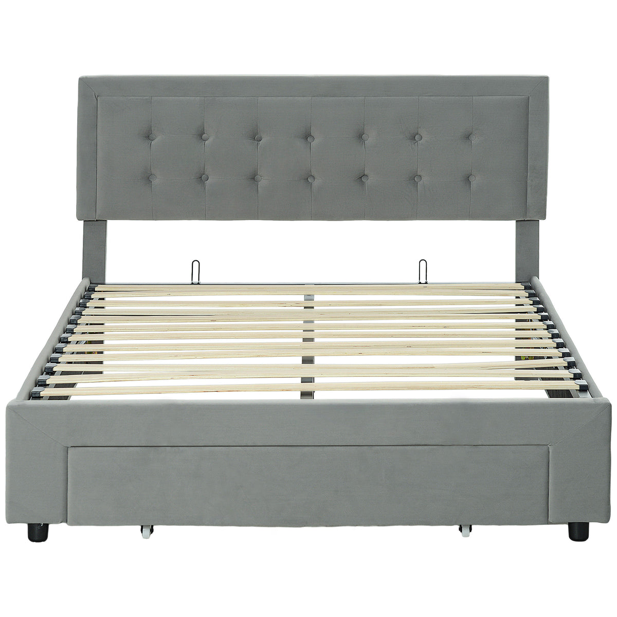 Double Size Ottoman Bed Frame 140W x 193.5D x 95Hcm with Front Drawer - Grey
