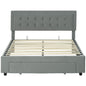 Double Size Ottoman Bed Frame 140W x 193.5D x 95Hcm with Front Drawer - Grey
