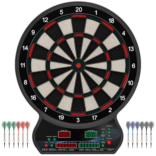 Electronic Hanging Dartboard LED Digital Score Set 27 Games and 202 Variations with 12 Soft Tip Darts