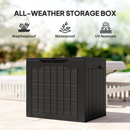 97L Plastic Garden Storage Box, Outdoor Storage Box with Handles, Waterproof Outdoor Storage Container