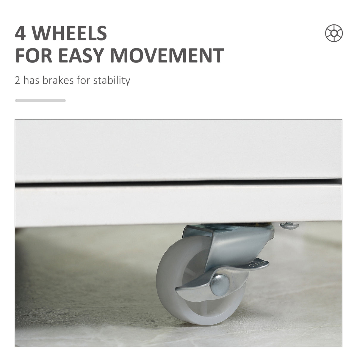Seven-Drawer Filing Cabinet, with Wheels - White