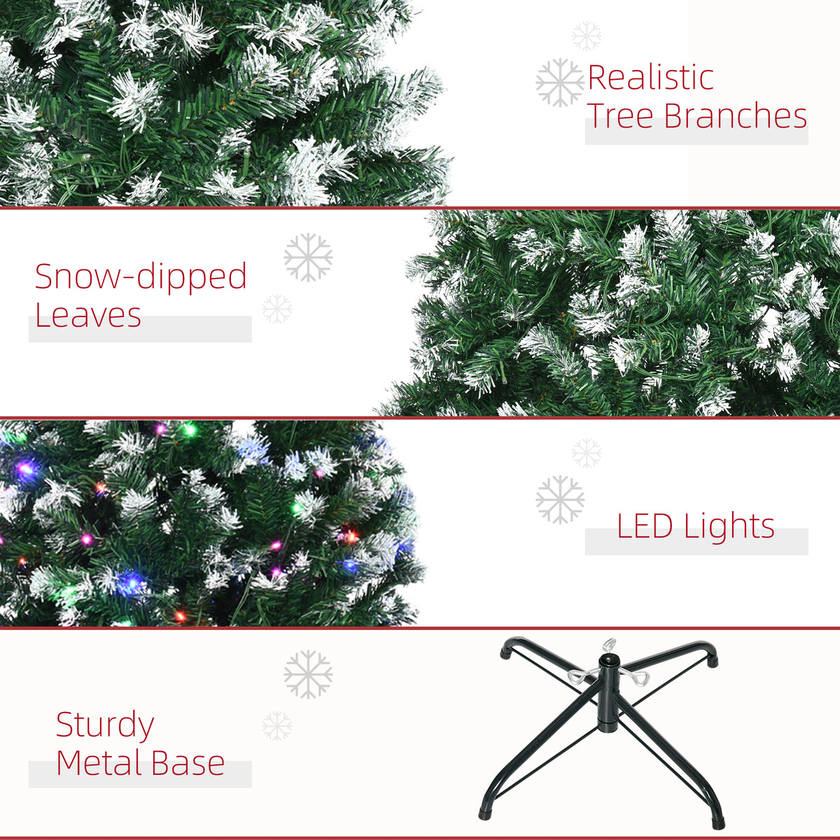 6FT Tall Prelit Pencil Slim Artificial Christmas Tree with Realistic Branches, 300 Colourful LED Lights and 618 Tips, Xmas Decoration, Green