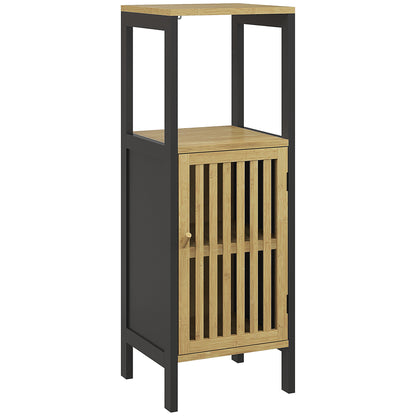 Bamboo-Blend Retro Cut-Out Bathroom Storage Unit