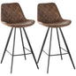 Set Of 2 Bar Stools Vintage Microfiber Cloth Tub Seats Padded Comfortable Steel Frame Footrest Quilted Home Bar Cafe Kitchen Chair Brown