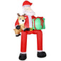 9.3ft Giant Christmas Inflatable Hanging Santa Claus Sitting w/ Reindeer, Gift Box