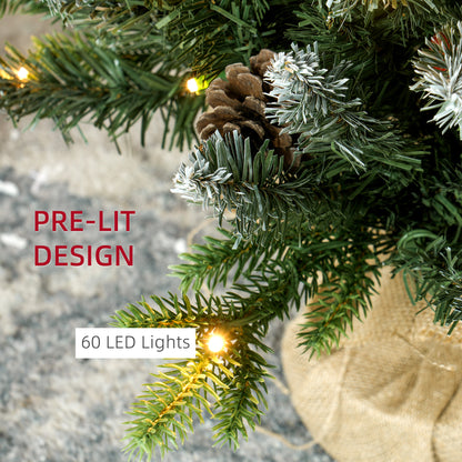 Set of Two 3ft Christmas Trees, with Lights, Berries and Pinecones