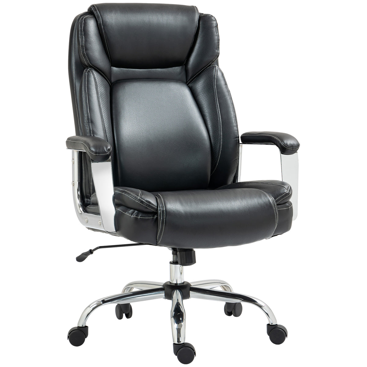 Ergonomic Office Chair, Heavy Duty Faux Leather Desk Chair with Tilt Function, Adjustable Height, 227kg 500LBS Swivel Computer Chair for Home Study, Black