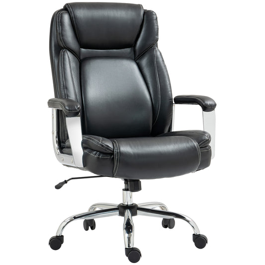 Ergonomic Office Chair, Heavy Duty Faux Leather Desk Chair with Tilt Function, Adjustable Height, 227kg 500LBS Swivel Computer Chair for Home Study, Black
