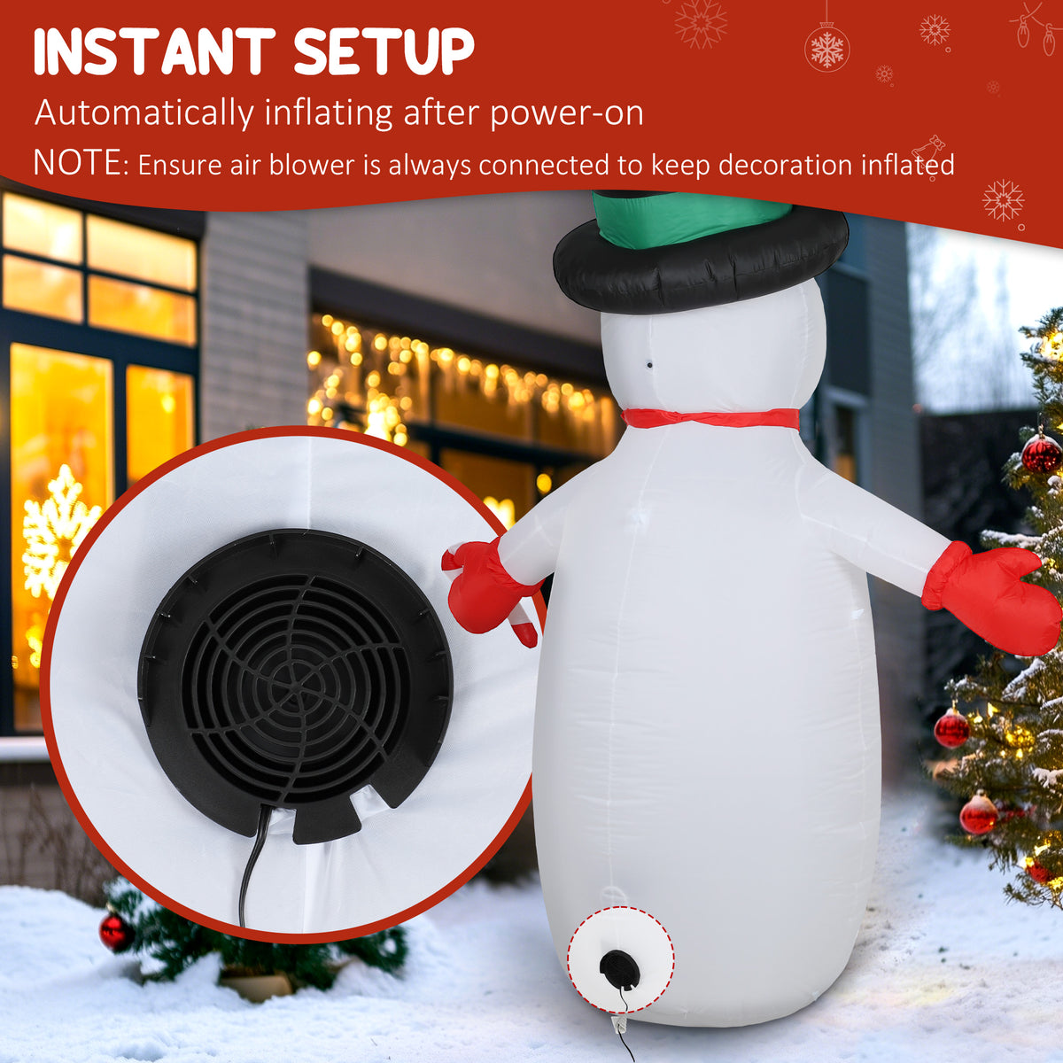 8FT Christmas Inflatable Outdoor Decoration with Dynamic Disco & LED Lights, Self-Inflating Christmas Blow Up Snowman for Garden, Indoor Outdoor Home Decor
