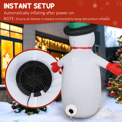 8FT Christmas Inflatable Outdoor Decoration with Dynamic Disco & LED Lights, Self-Inflating Christmas Blow Up Snowman for Garden, Indoor Outdoor Home Decor