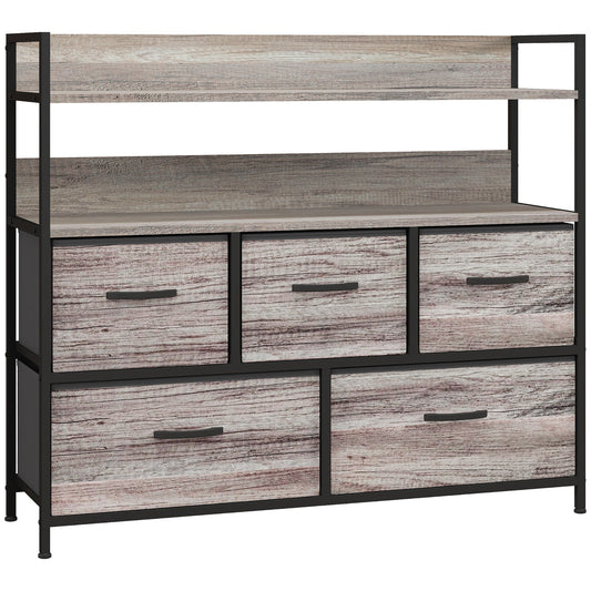 Rustic Chest of Five Fabric Drawers