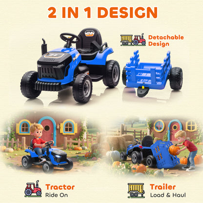 12V Ride on Tractor and Trailer with Remote Control, Music, Shifter, Start-Up Sound, for Kids Ages 3-8 Years