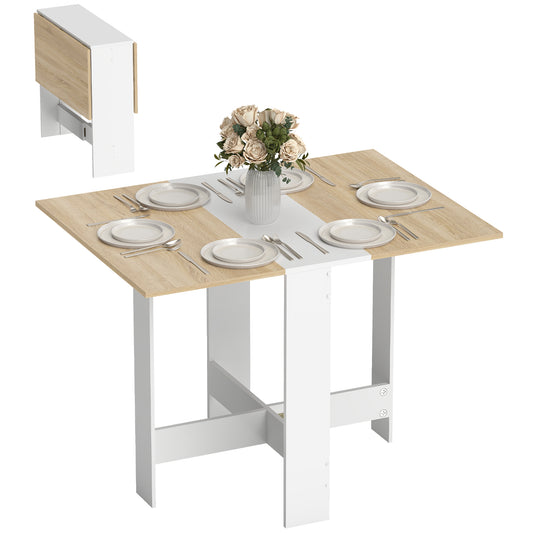 Folding Dining Table, Space-Saving Drop Leaf Kitchen Table for 4-6 People, Multi-functional Desk for Small Space, Flat & Studio, Modern Breakfast Table