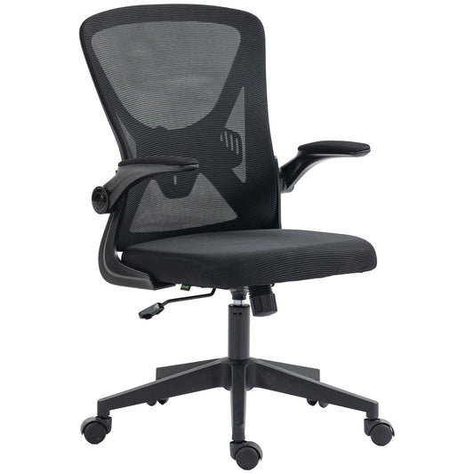 Mesh Back Office Chair, with Flip-Up Arms - Black