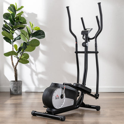 Elliptical Cross Trainer, Home Cardio Workout Machine with Eight Level Magnetic Resistance, LCD Monitor, Heart Rate Sensor, Two Wheels