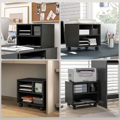 Three-Compartment Printer Cabinet, with Wheels