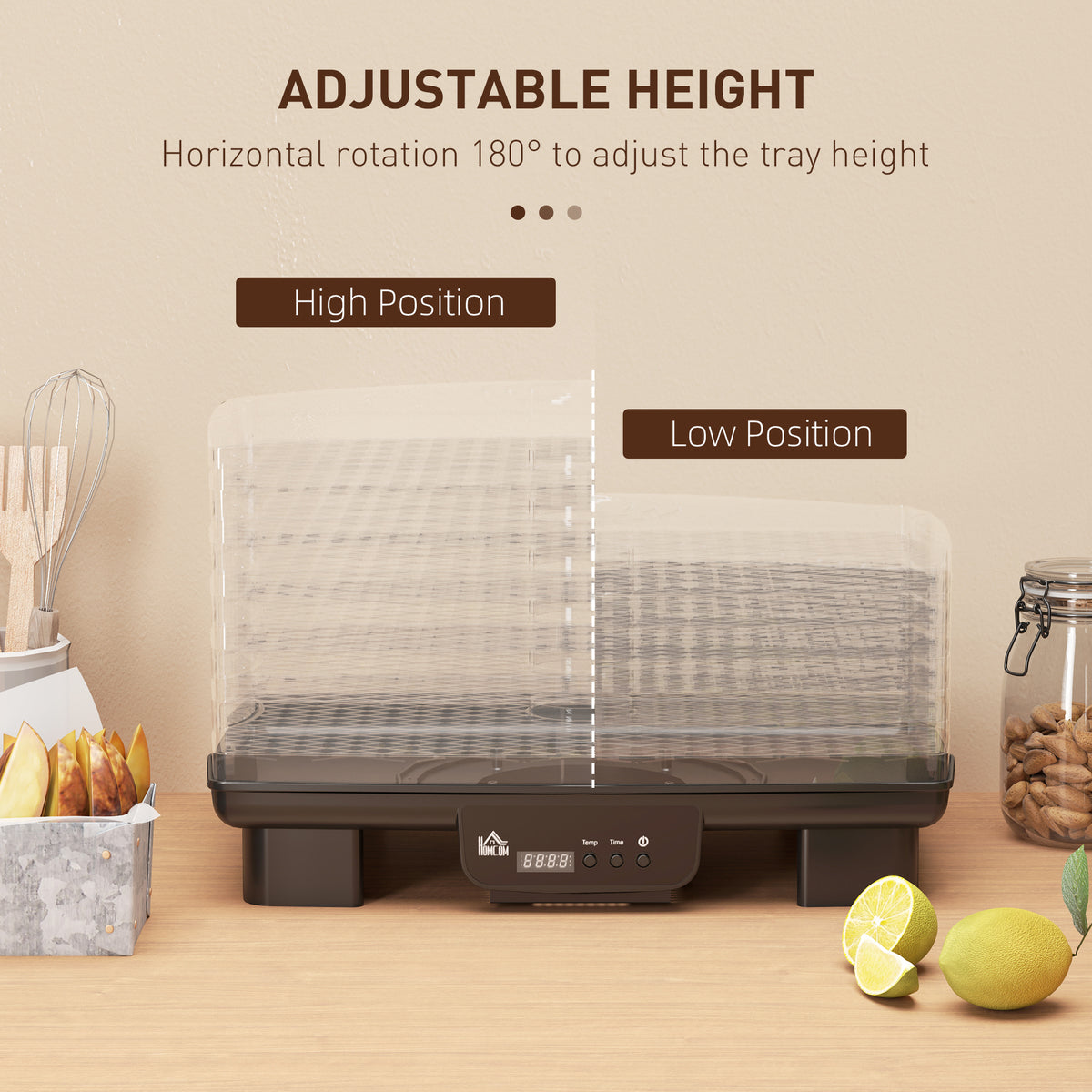 40-70℃ Six-Tray Food Dehydrator - Black