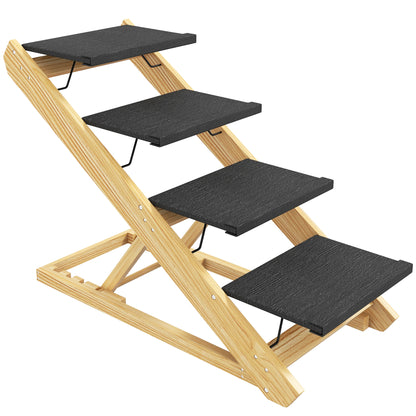 Adjustable Dog Steps Dog Ramp, 4-Step Non-slip Pet Stairs for Large Sized Dogs, Foldable Dog Stairs for Bed Sofa