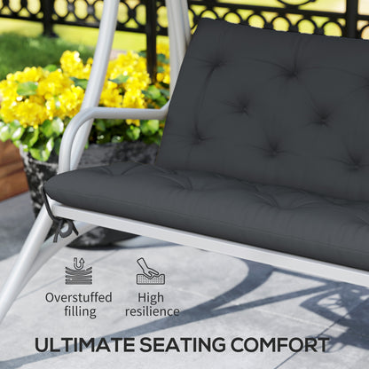 3 Seater Bench Pad, Garden Swing Chair Cushion with Back and Ties, Tufted Style Garden Furniture Window Seat Cushion for Indoor and Outdoor Use, 98 x 150 cm, Black