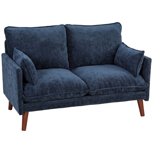 2 Seater Sofa, Loveseat Sofa with Spring Cushions, Wide and Deep Seat, Wood Legs