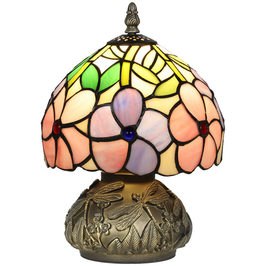 Tiffany-Style Table Lamp with Sculpted Dragonfly Base, Handcrafted Classic Stained Glass Bedside Lamp for Living Room and Bedroom, E27 Socket