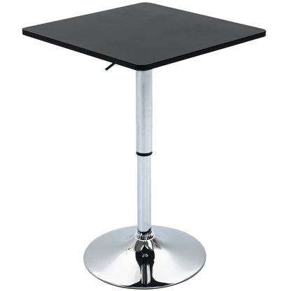 Modern Height Adjustable Counter Bar Table with 360° Swivel Tabletop and Electroplating Metal Base, Pub Desk for Living Room, Kitchen, Restaurant, Pub, Black and Silver