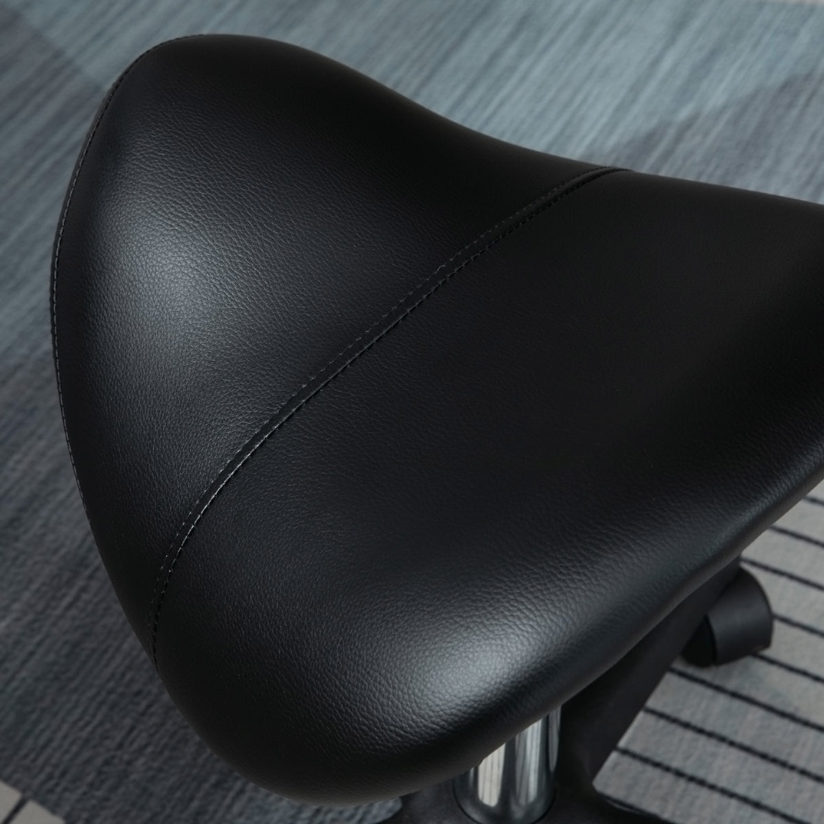 Saddle Stool, PU Leather Adjustable Rolling Salon Chair with Steel Frame for Massage, Spa, Beauty and Tattoo