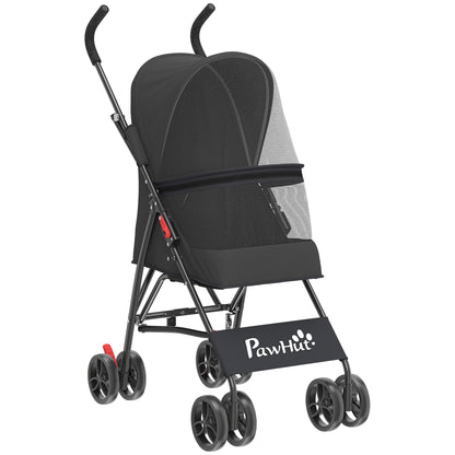 Dog Stroller, Foldable Cat Dog Pram for Miniature Breeds, Pet Stroller with Brake, Mesh Windows