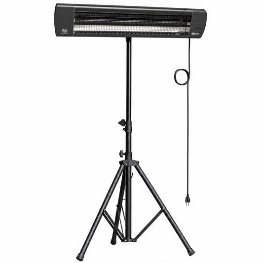 2500 W Electric Infrared Patio Heater, IP65 Outdoor Garden Heater with Tripod, 3 Heat Settings, 24H Timer, Black
