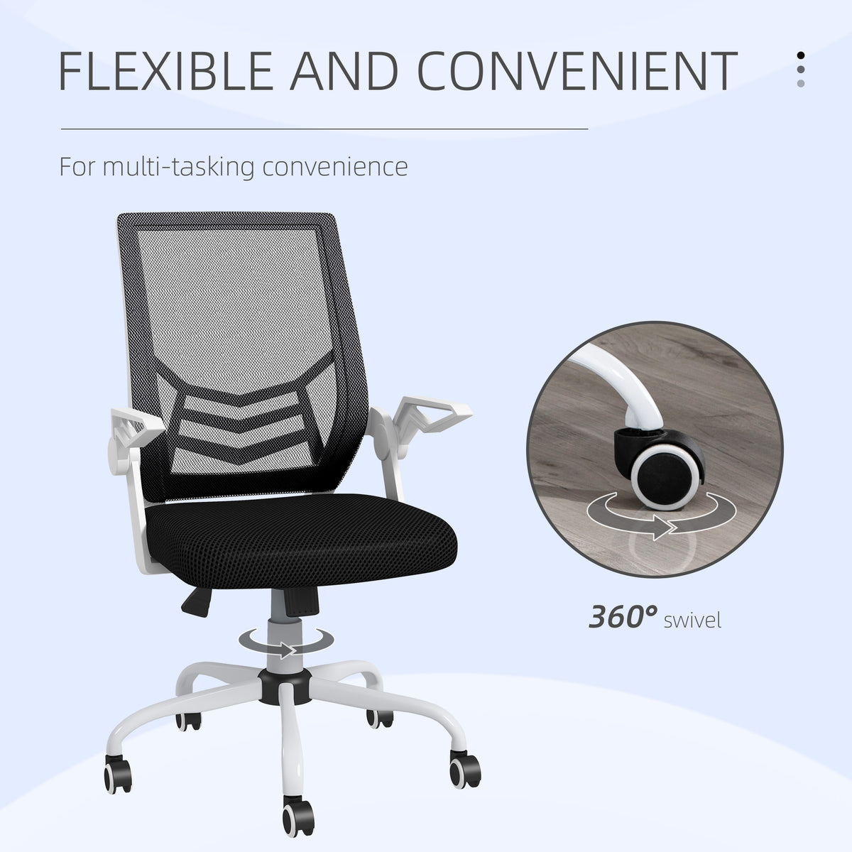 Mesh Office Chair, Computer Desk Chair with Flip-up Armrests, Lumbar Back Support and Swivel Wheels