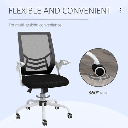 Mesh Office Chair, Computer Desk Chair with Flip-up Armrests, Lumbar Back Support and Swivel Wheels