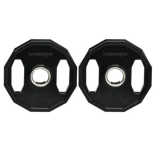 Olympic Weight Plates Set, Metal and Rubber Bumper Plates Weights Discs with 2"/5cm Holes, for Home Gym Weight Lifting Strength Training, 2 x 5kg, Black