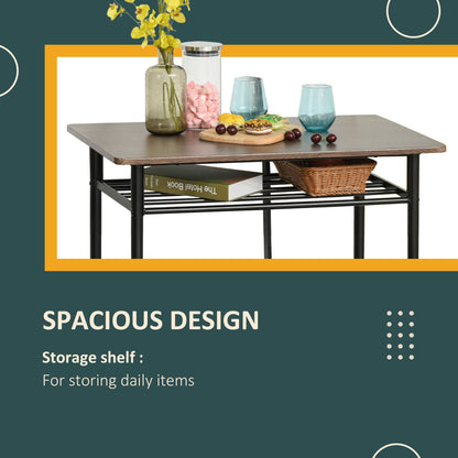 Bar Table Set, Bar Table and Stools Set, Footrest and Storage Shelf, for Kitchen, Dining Room, Pub, Cafe