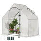 Walk In Tomato Greenhouse Garden Outdoor Mini Greenhouse Flower Planter Steel Frame with Zipped Door & Window, PE Cover, 180 x 100 x 168CM, White