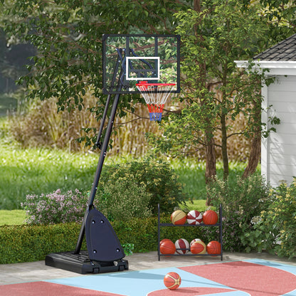 2.4-2.9m Adjustable Basketball Hoop and Stand with Weighted Base, Portable on Wheels