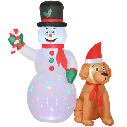 6FT Christmas Inflatables Snowman & Dog with Built-in LED Lights and Flashing Light, Blow Up Christmas Inflatable Decoration for Indoor Outdoor Decor, Garden