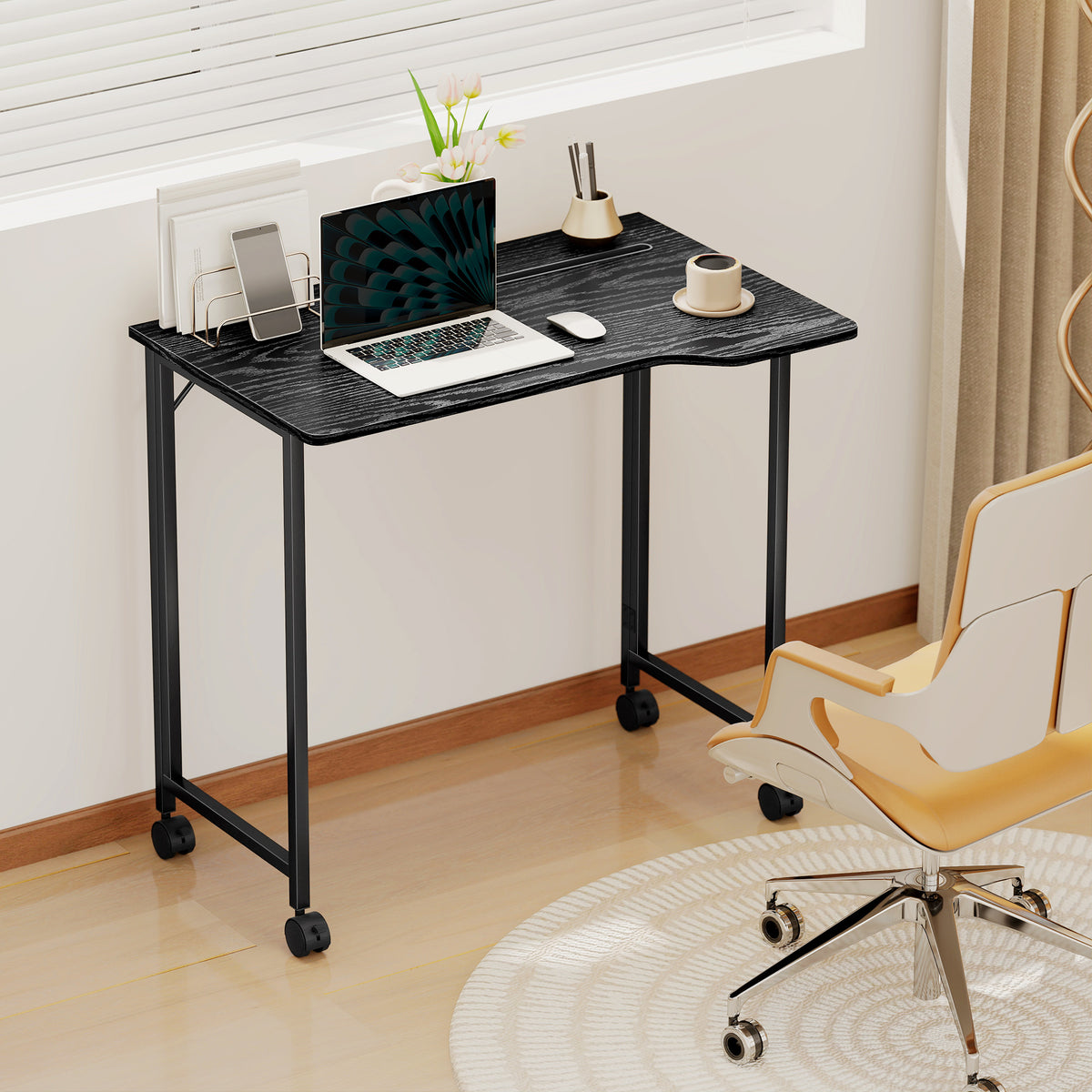 Folding Small Desk on Wheels