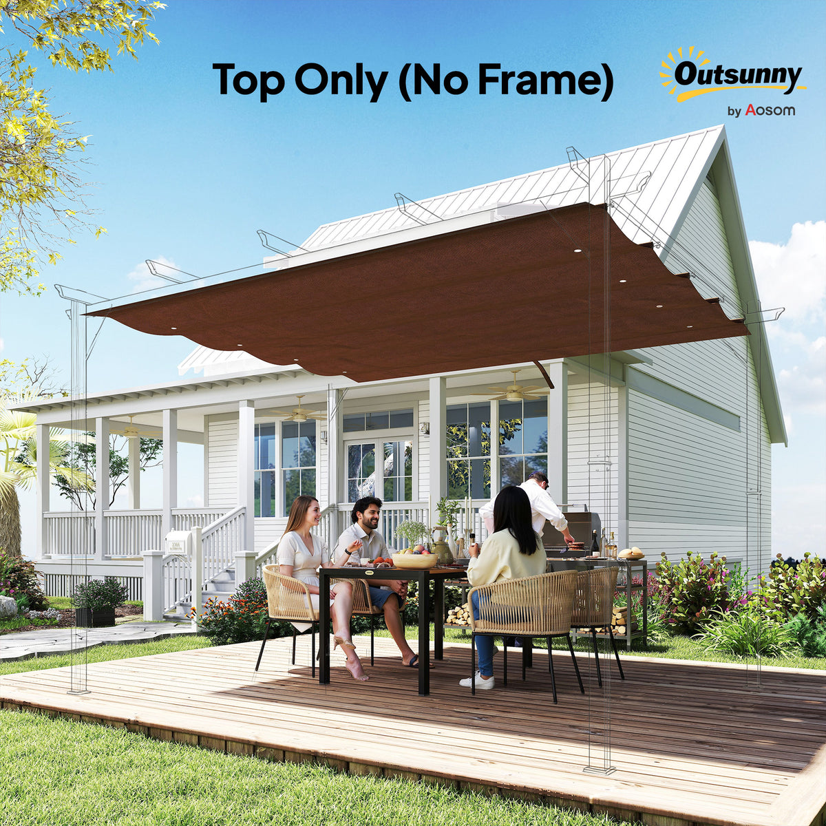 Pergola Cover Roof, 2.86 x 2.45 m Retractable Sun Shade Top for 3 x 2m Pergola Frame, UV30+ Protected
