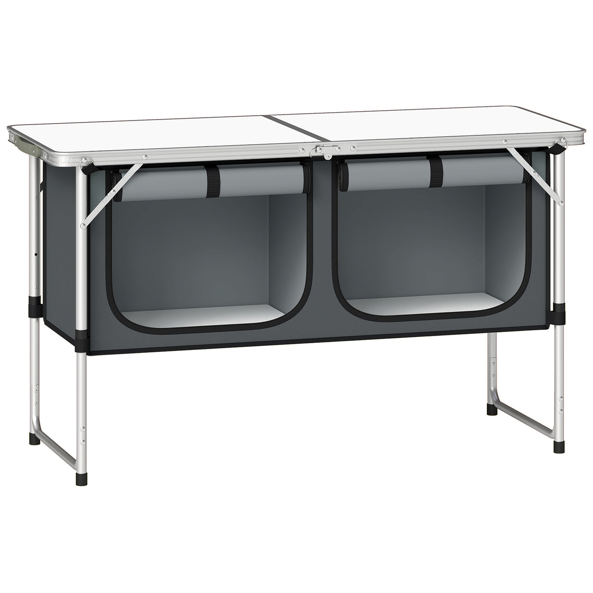 Camping Cupboards Folding Portable Aluminium Camp Cook Station with Storage Cupboard for Outdoor BBQ